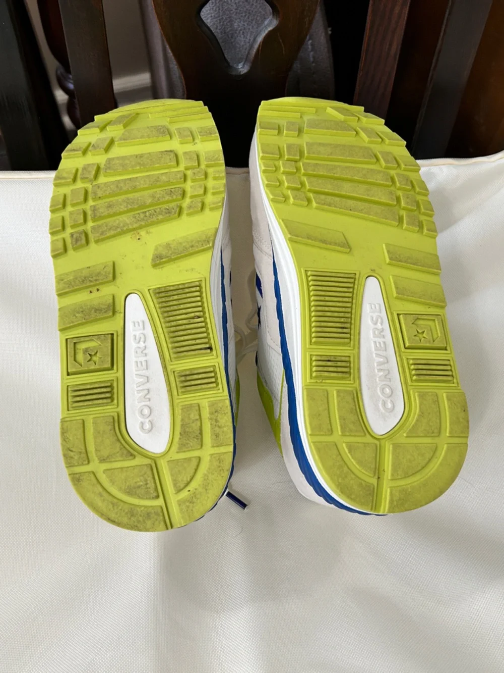 Converse White, Blue & Lime Sneakers - Picture 3 of 6